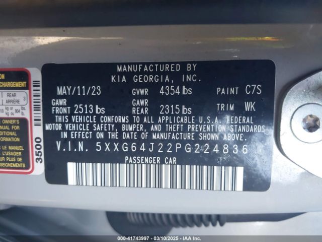 5XXG64J22PG224836 KIA K5 Gt-line