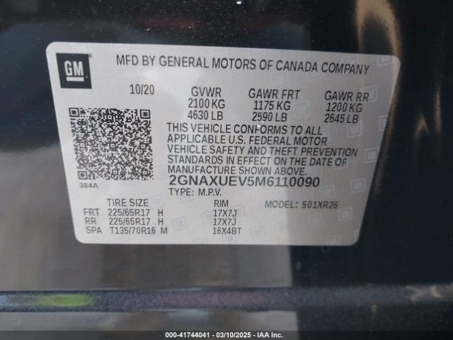 2021 CHEVROLET EQUINOX 2GNAXUEV5M6110090 Photo 8