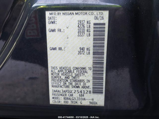 1N4AL3AP1GC254128 Nissan Altima 2.5 S