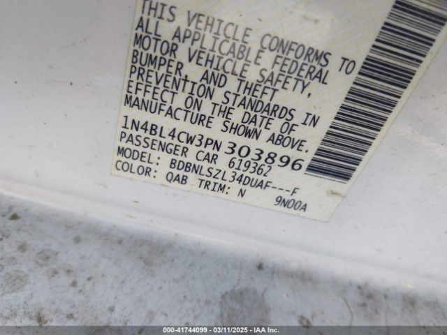1N4BL4CW3PN303896 Nissan Altima Sr Intelligent Awd