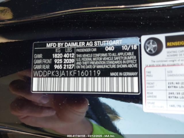 WDDPK3JA1KF160119 Mercedes-Benz Slc 300