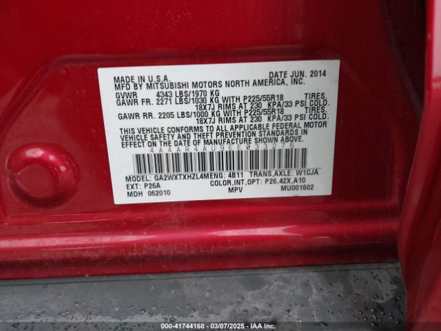 2014 MITSUBISHI OUTLANDER SPORT 4A4AR4AU9EE033276 Photo 8