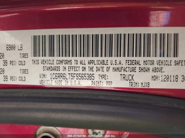 1C6RR6LT5FS565385 RAM 1500 Big Horn