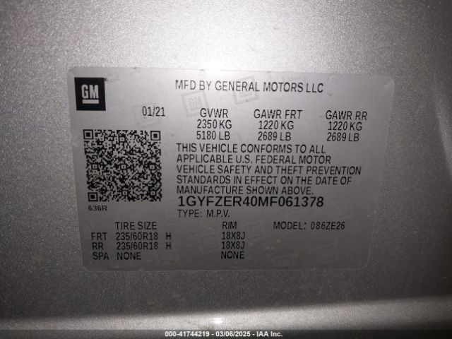 1GYFZER40MF061378 Cadillac Xt4 Fwd Sport