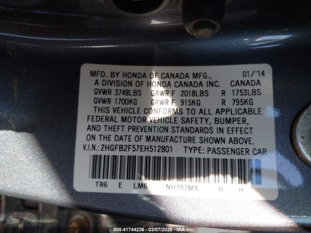2HGFB2F57EH512801 Honda Civic Lx