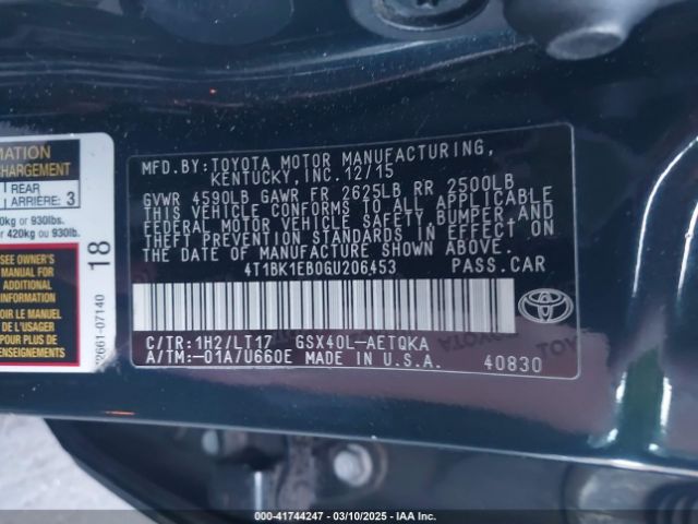 4T1BK1EB0GU206453 Toyota Avalon Touring