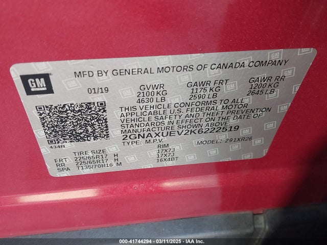 Chevrolet EQUINOX LT 2019 2GNAXUEV2K6222519 Image 9