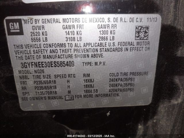 3GYFNEE30ES585409 Cadillac Srx Luxury Collection