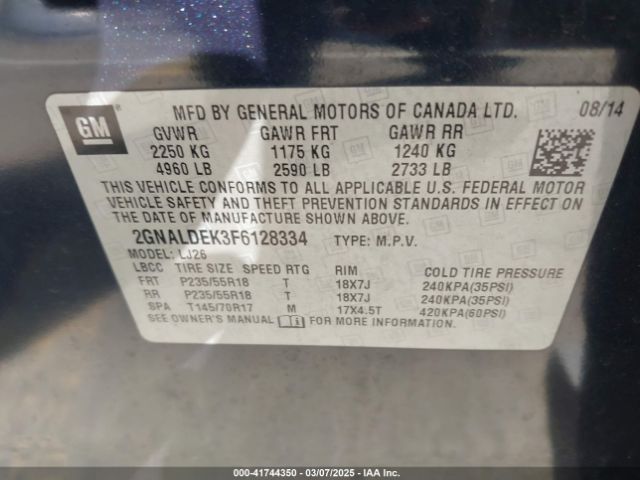 2GNALDEK3F6128334 Chevrolet Equinox Ltz