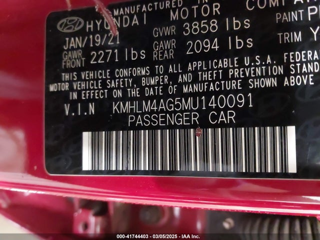 Hyundai ELANTRA SEL 2021 KMHLM4AG5MU140091 Image 9