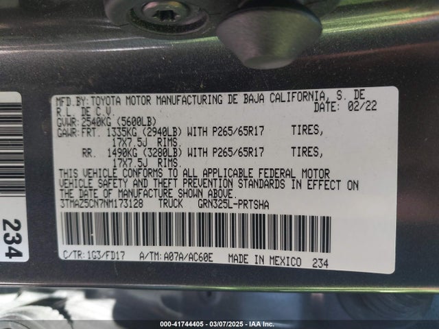 3TMAZ5CN7NM173128 Toyota Tacoma Trd Sport