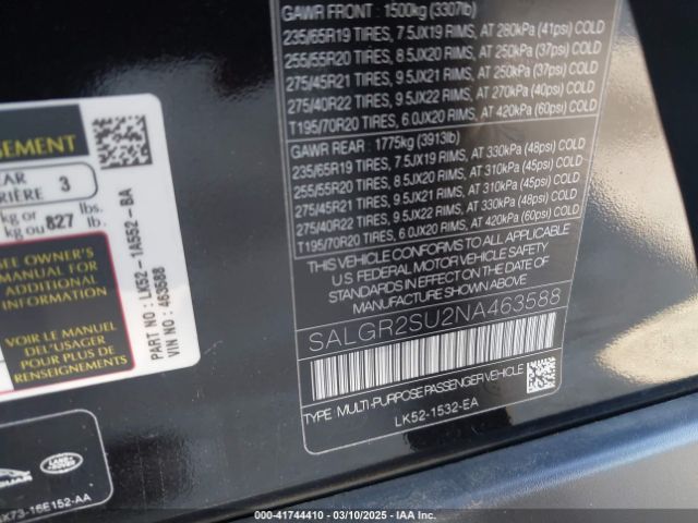 SALGR2SU2NA463588 Land Rover Range Rover