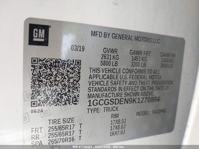 1GCGSDEN9K1270894 Chevrolet Colorado Z71