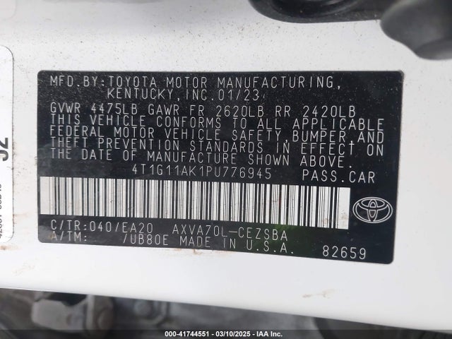 4T1G11AK1PU776945 Toyota CAMRY SE