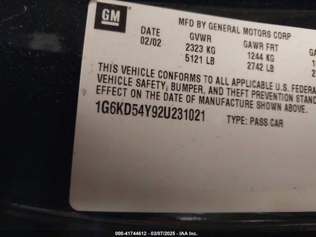 2002 CADILLAC DEVILLE 1G6KD54Y92U231021 Photo 8
