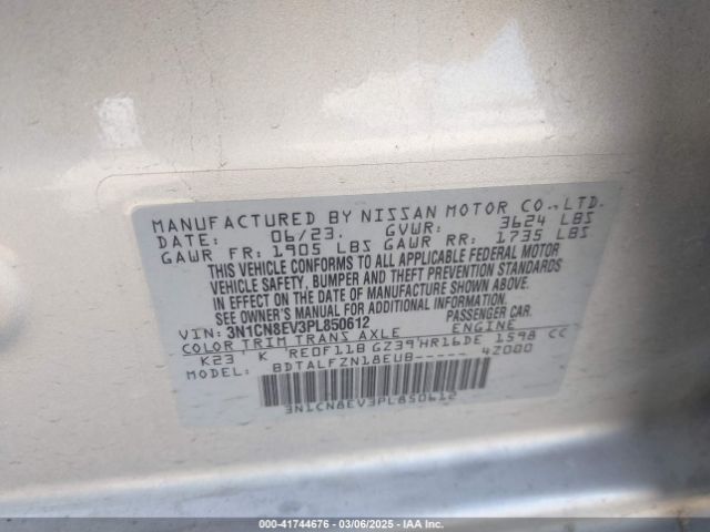 3N1CN8EV3PL850612 Nissan Versa 1.6 Sv Xtronic Cvt