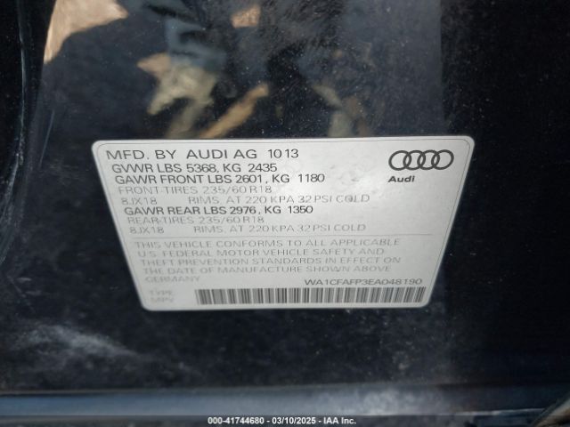 WA1CFAFP3EA048190 Audi Q5 2.0t Premium