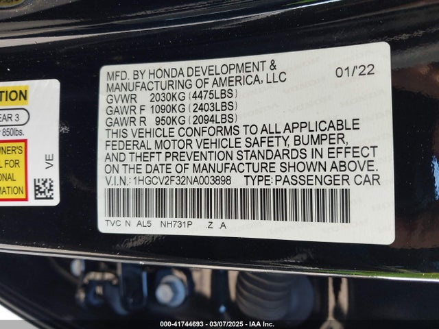 1HGCV2F32NA003898 Honda Accord Sport 2.0t