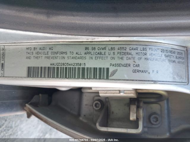 1998 AUDI A4 WAUGD28D5WA235015 Photo 8