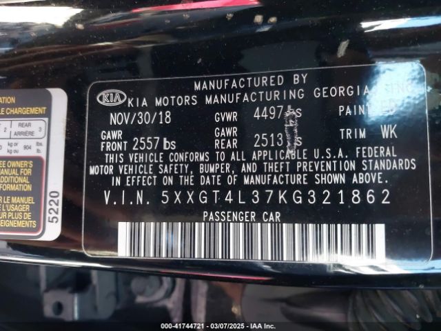 5XXGT4L37KG321862 KIA Optima Lx