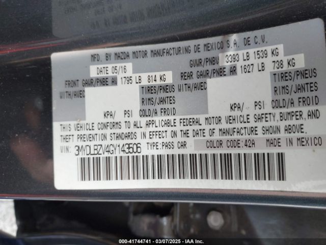 3MYDLBZV4GY143506 Scion IA