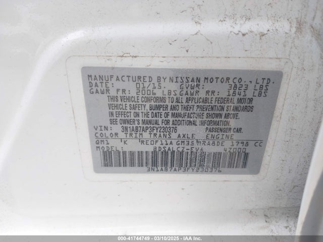 Nissan Sentra 2015 3N1AB7AP3FY230376 Image 9