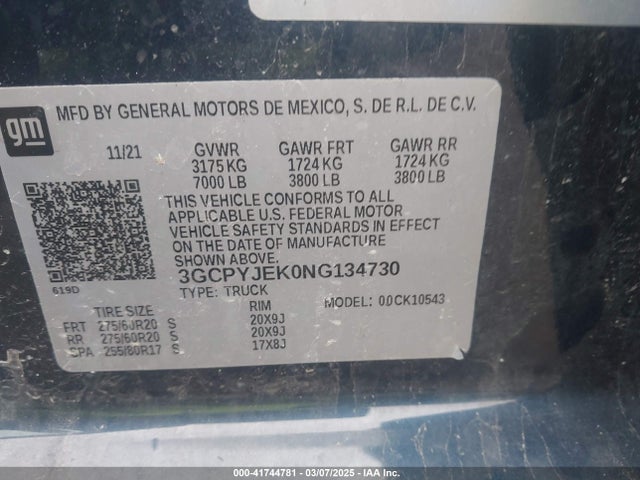 Chevrolet SILVERADO 1500 LTD 2022 3GCPYJEK0NG134730 Image 9