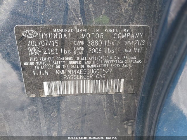 KMHDH4AE5GU601527 Hyundai ELANTRA SE