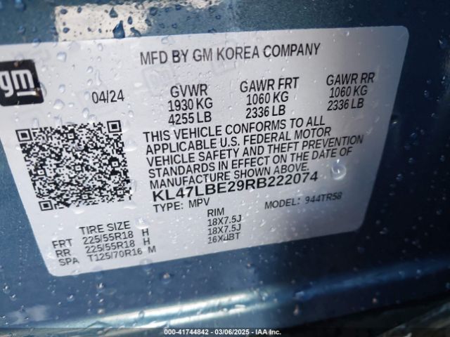 KL47LBE29RB222074 Buick Envista Sport Touring Fwd