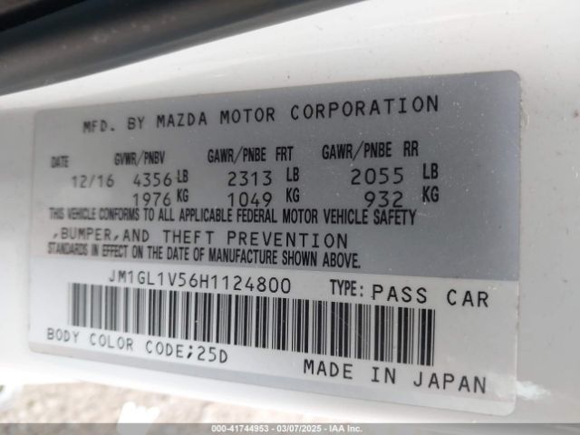 JM1GL1V56H1124800 Mazda Mazda6 Touring