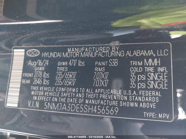 5NMJA3DE5SH456569 Hyundai TUCSON SE