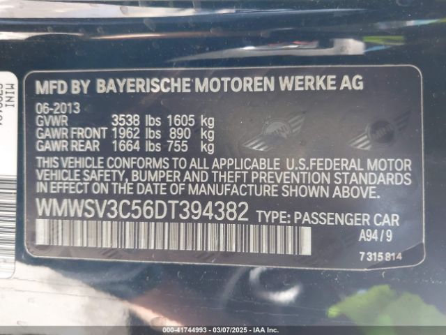 2013 MINI HARDTOP WMWSV3C56DT394382 Photo 8