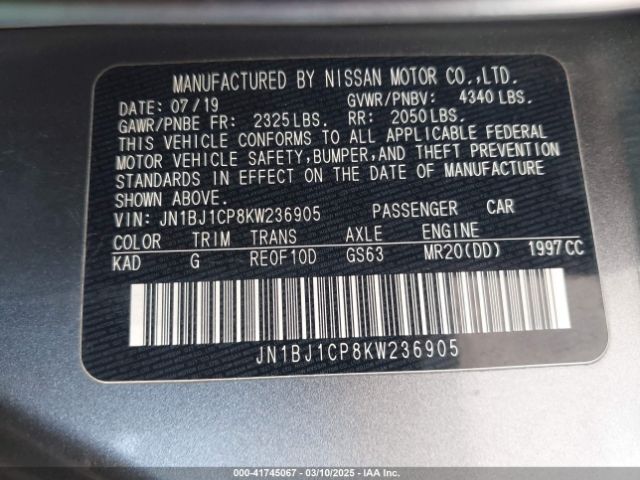 JN1BJ1CP8KW236905 Nissan Rogue Sport S