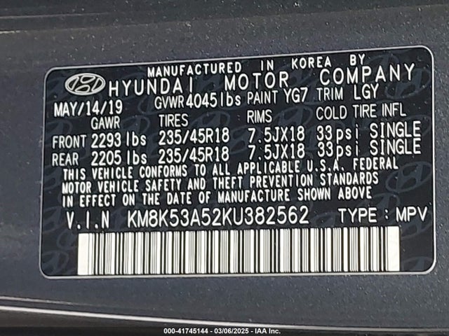 KM8K53A52KU382562 Hyundai Kona Ultimate