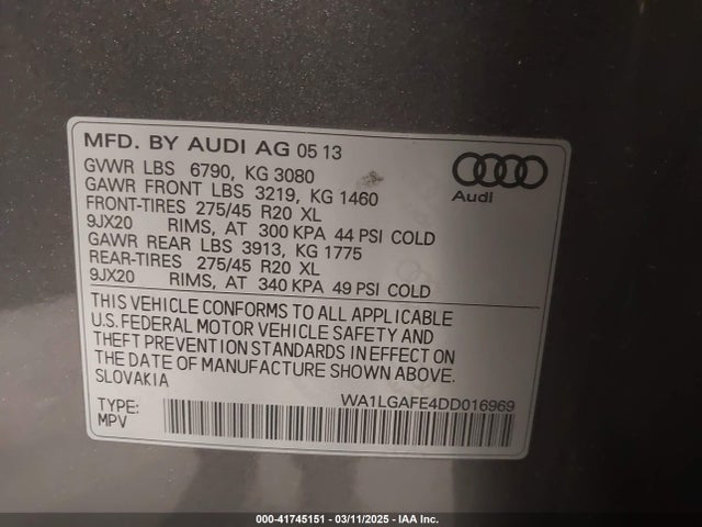 2013 AUDI Q7 WA1LGAFE4DD016969 Photo 8