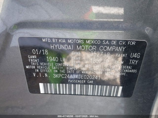 3KPC24A3XJE020241 Hyundai ACCENT SE