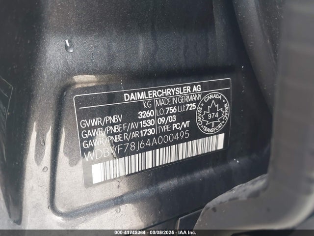 Aukcja sprzedaży 2004 Maybach 57, vin: WDBVF78J64A000495, numer aukcji: 41745264