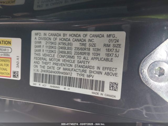 2HKRS4H4XRH456412 Honda Cr-v Ex Awd