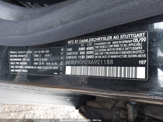 1999 MERCEDES-BENZ E 320 WDBJF65H2XA921188 Photo 8