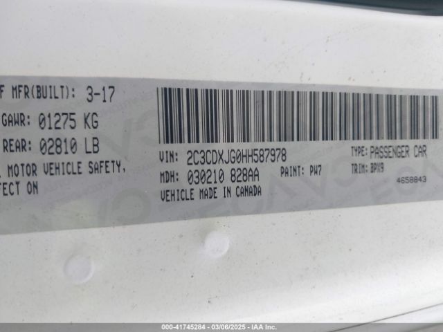 2C3CDXJG0HH587978 Dodge Charger Sxt Awd