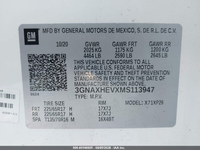 Chevrolet Equinox Fwd Ls 2021 3GNAXHEVXMS113947 Image 9