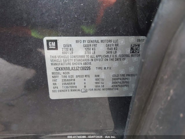 1GKKNMLA2JZ138226 GMC Acadia Slt-1