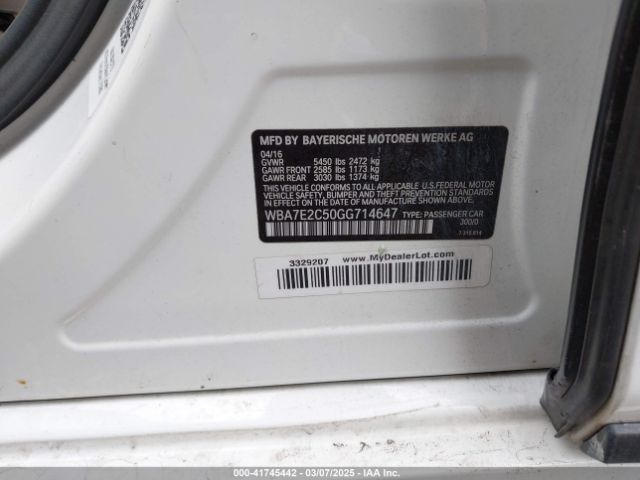 WBA7E2C50GG714647 BMW 740I