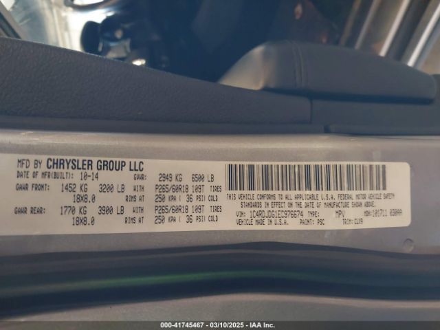 1C4RDJDG1EC976674 Dodge DURANGO LIMITED