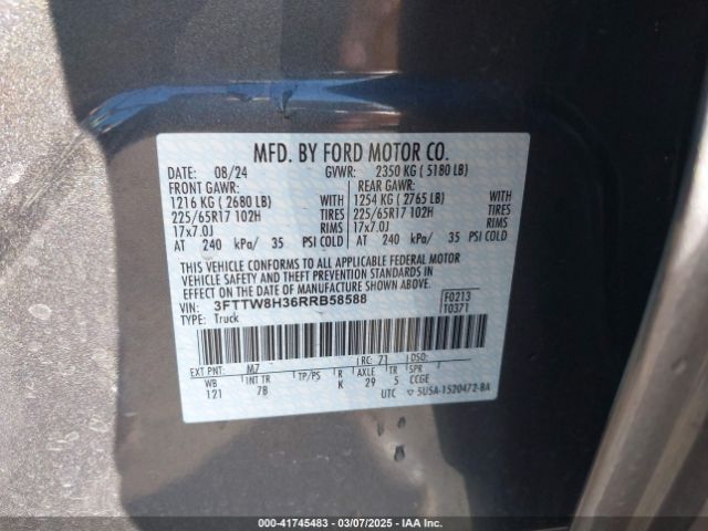 3FTTW8H36RRB58588 Ford Maverick Xlt