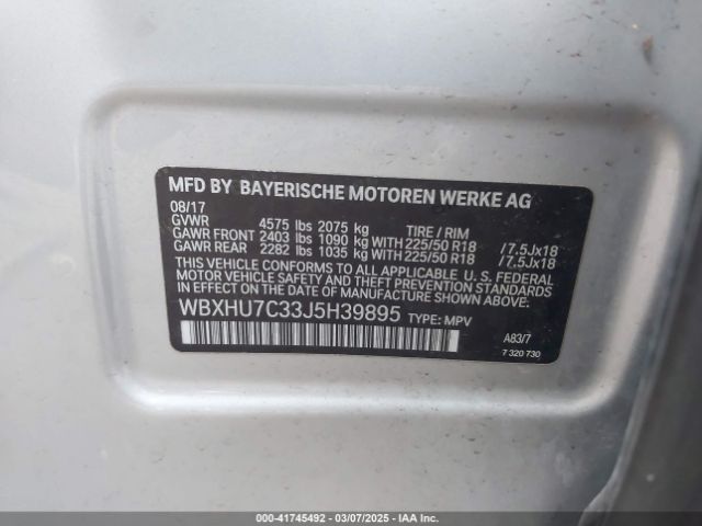WBXHU7C33J5H39895 BMW X1 Sdrive28i