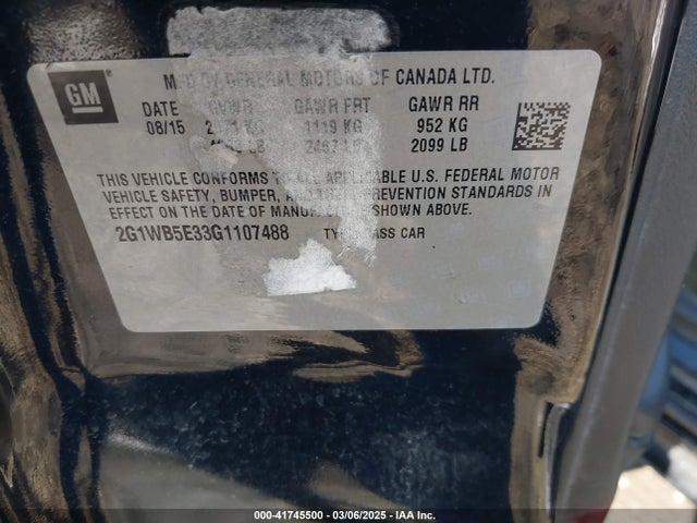 2G1WB5E33G1107488 Chevrolet Impala Limited Lt