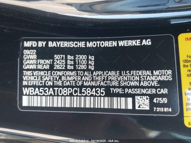 WBA53AT08PCL58435 BMW M440I