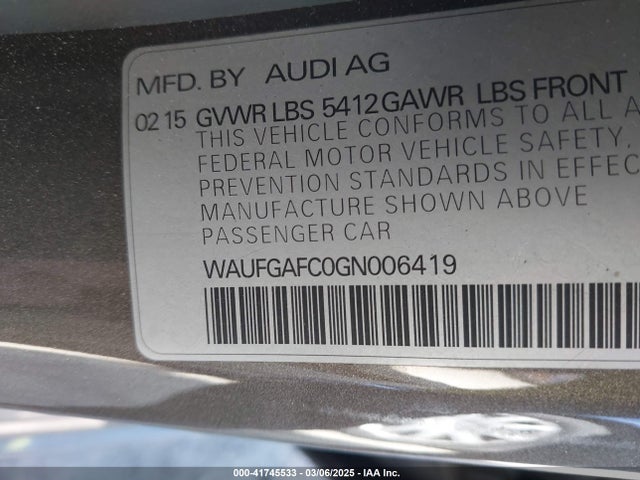 2016 AUDI A6 WAUFGAFC0GN006419 Photo 8
