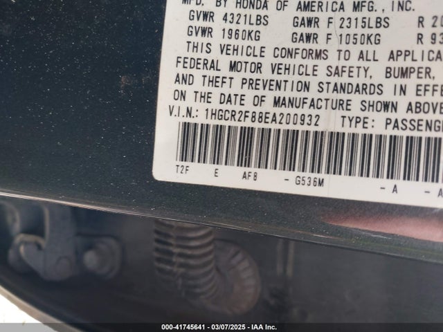 1HGCR2F88EA200932 Honda Accord Ex-l